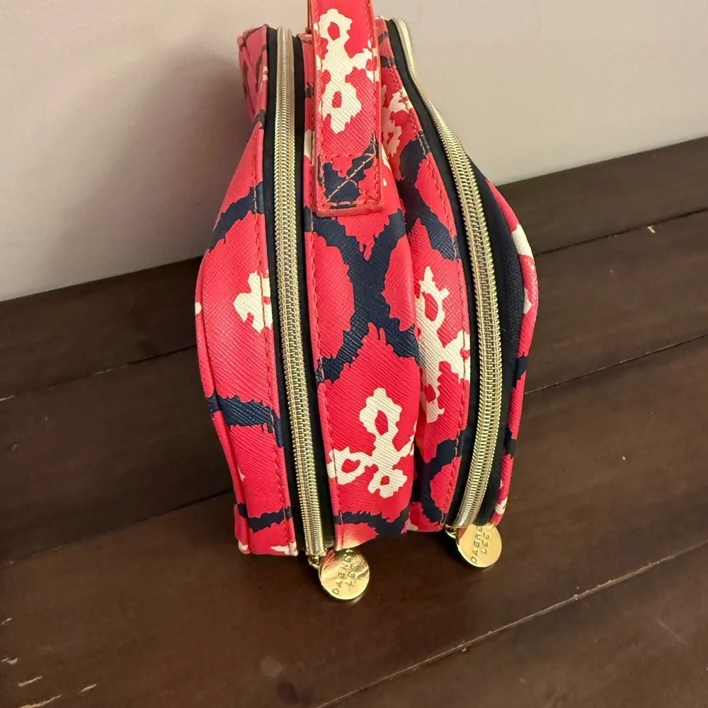 Dabney Lee Red & Navy Printed Double Zip Cosmetic Travel Case